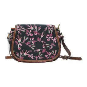 Floral Green Black Saddle Bag/Small