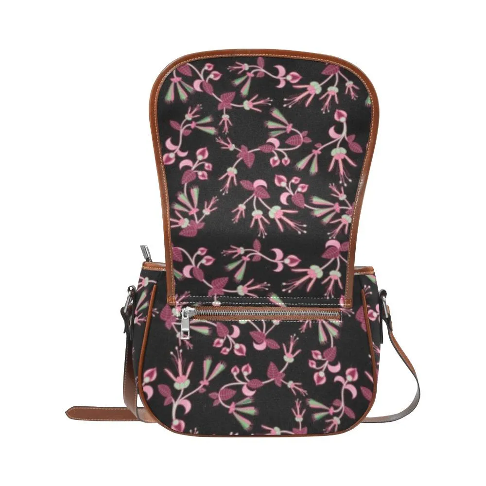 Floral Green Black Saddle Bag/Small