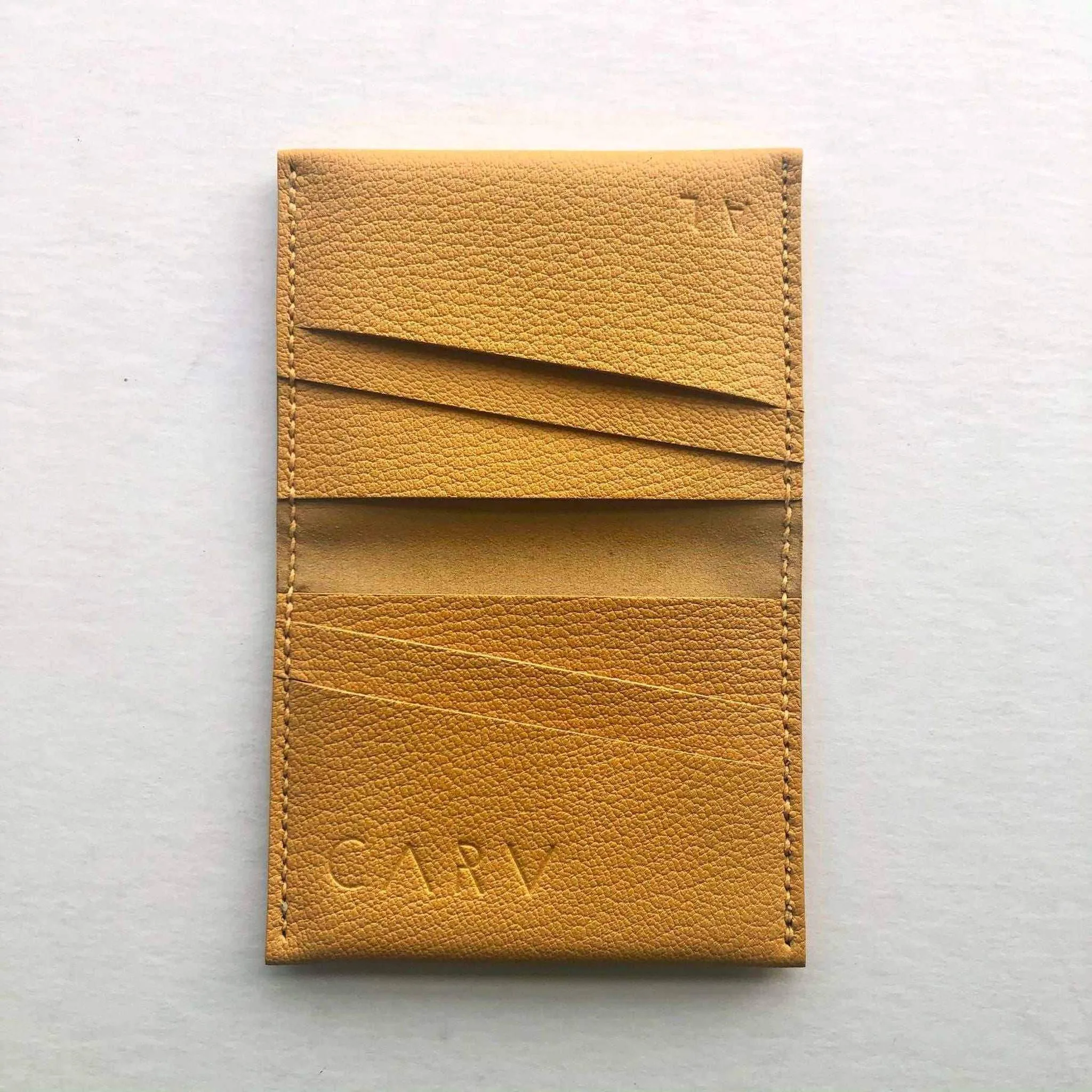 Fold Leather Bifold Card Wallet in Colours (Mustard Yellow, Taupe Grey or Turquoise)