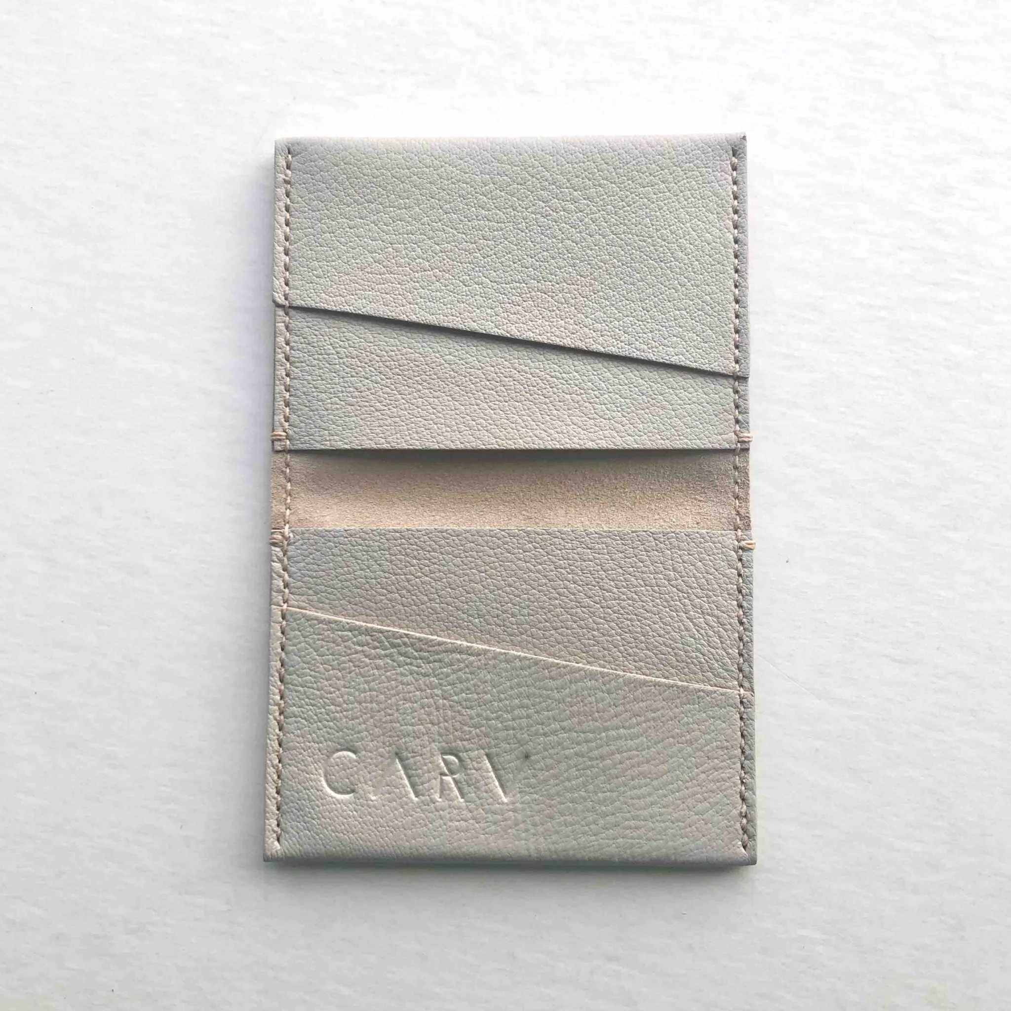 Fold Leather Bifold Card Wallet in Colours (Mustard Yellow, Taupe Grey or Turquoise)