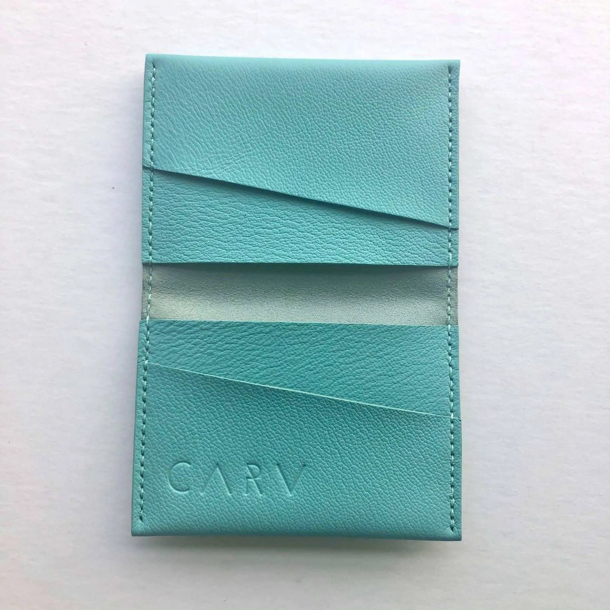 Fold Leather Bifold Card Wallet in Colours (Mustard Yellow, Taupe Grey or Turquoise)