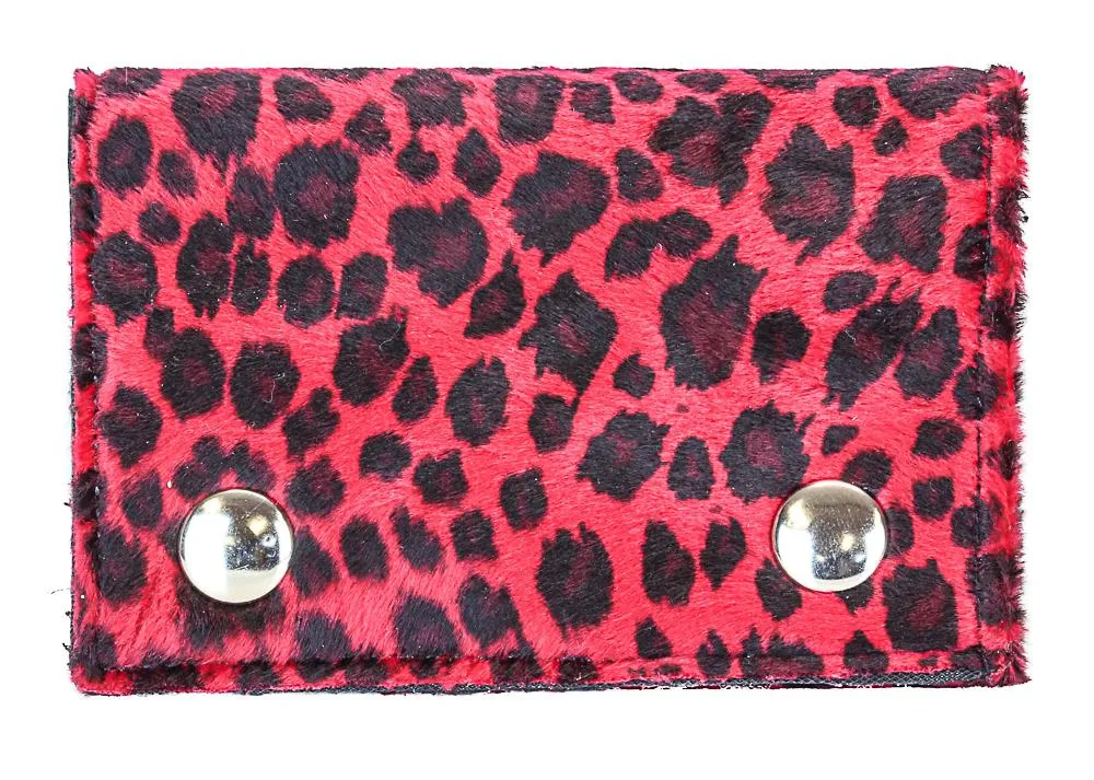 Fuzzy Assorted Leopard Trifold Wallet
