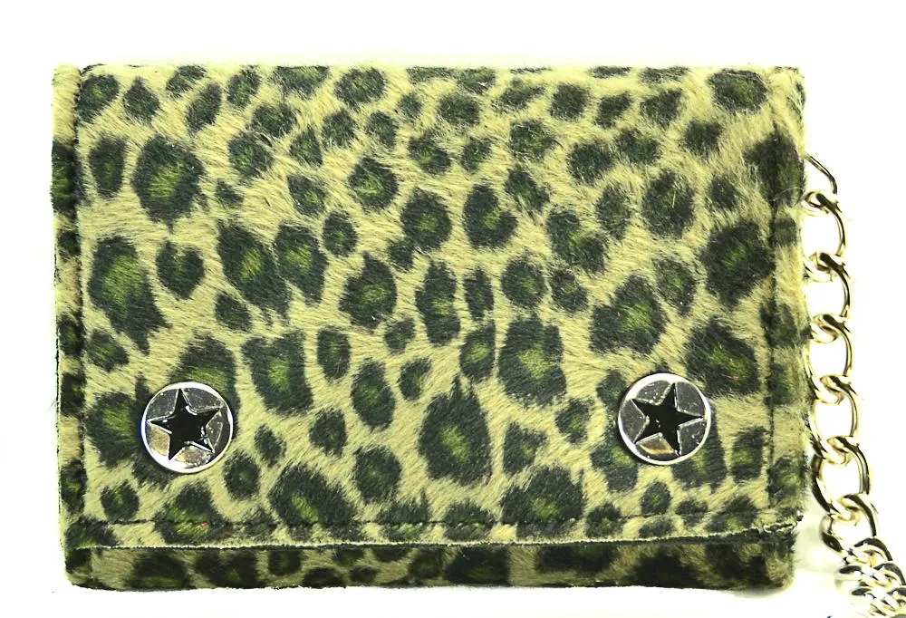 Fuzzy Assorted Leopard Trifold Wallet