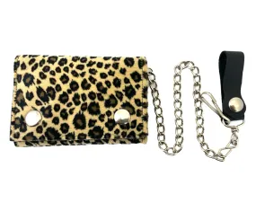 Fuzzy Assorted Leopard Trifold Wallet