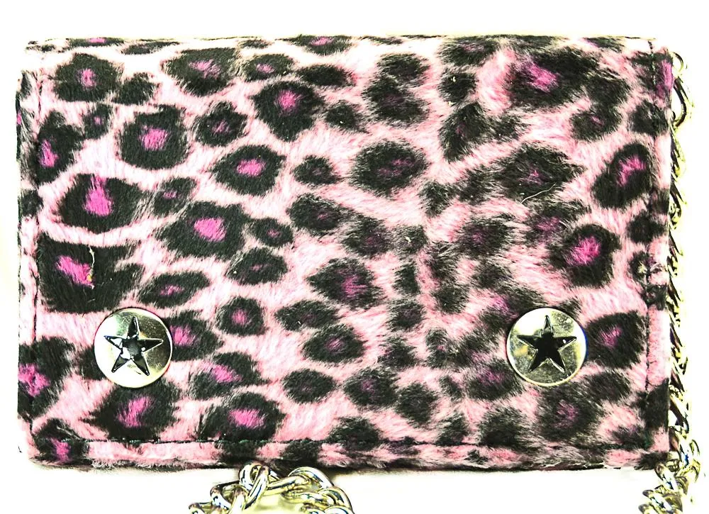 Fuzzy Assorted Leopard Trifold Wallet