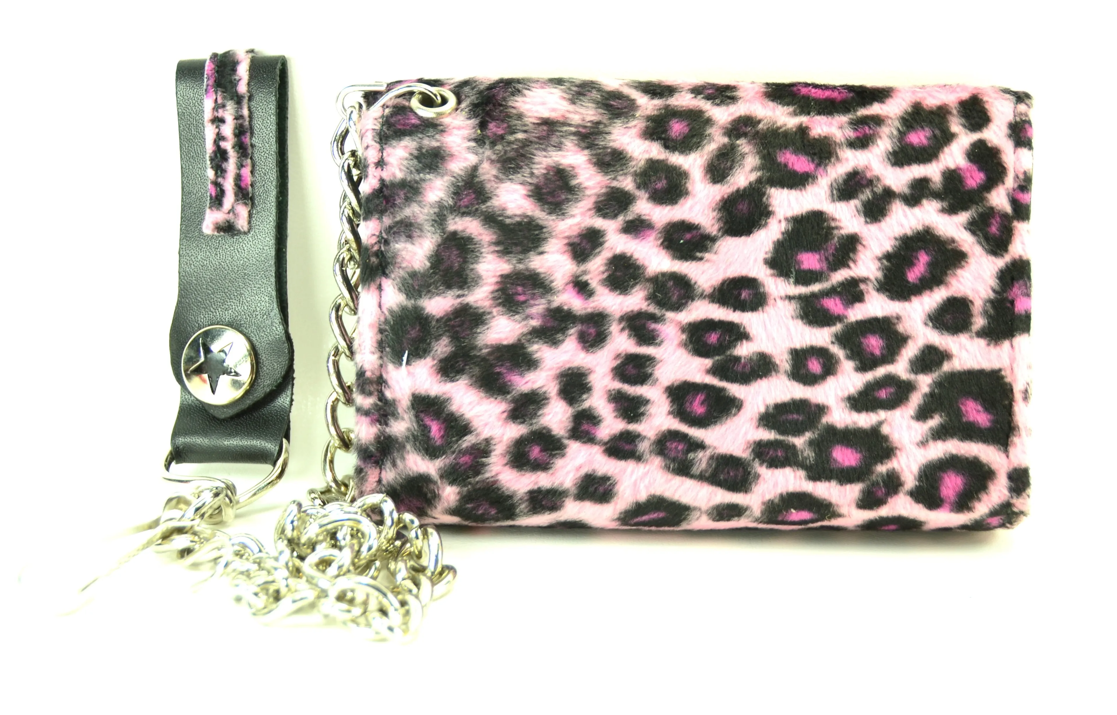 Fuzzy Assorted Leopard Trifold Wallet