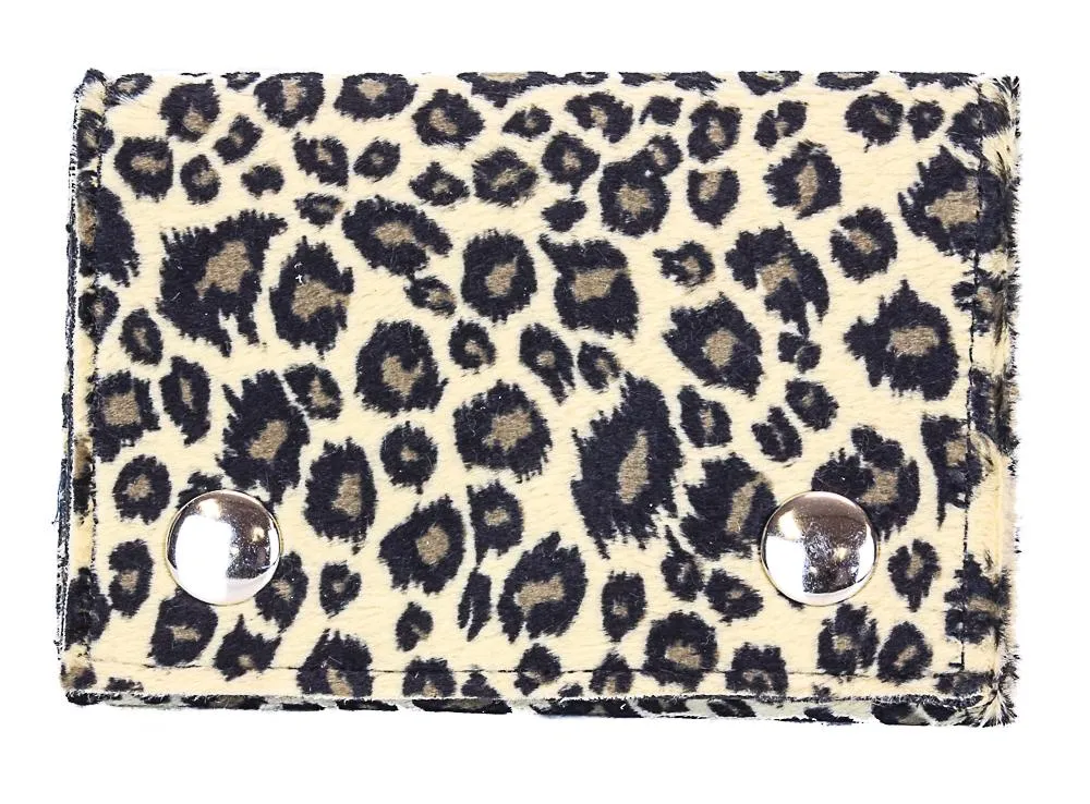 Fuzzy Assorted Leopard Trifold Wallet