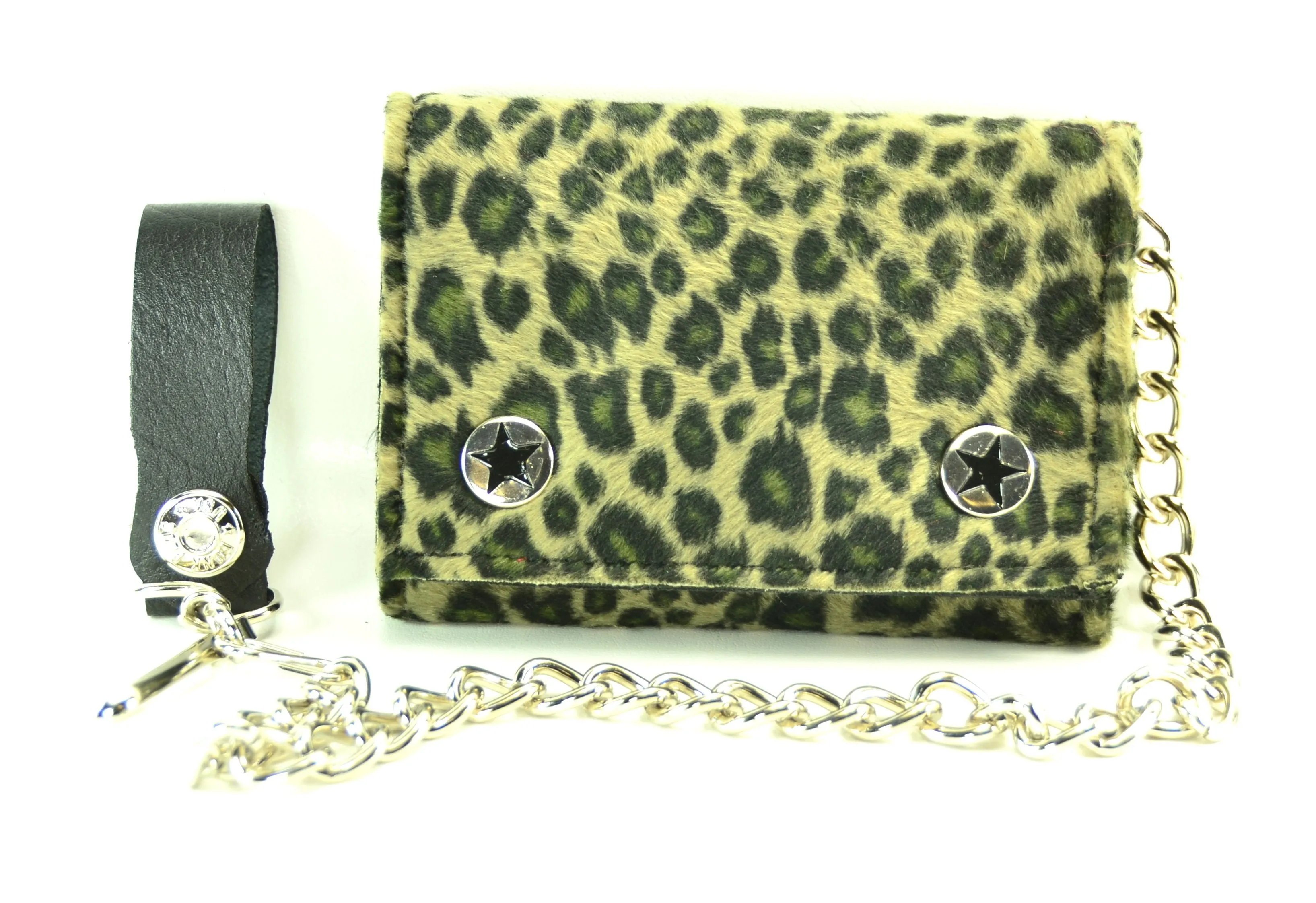 Fuzzy Assorted Leopard Trifold Wallet