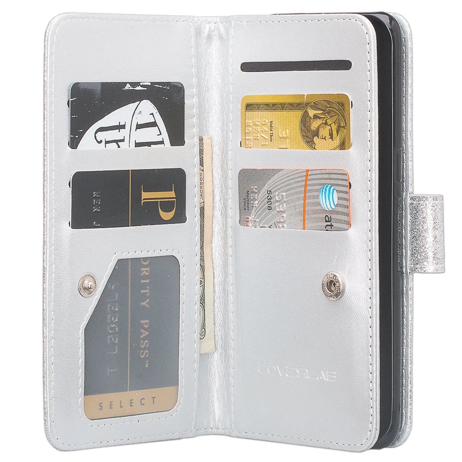 Galaxy S8 Case, Samsung Galaxy S8 Case, Glitter Faux Leather Flip Credit Card Holder Wrist Strap Shockproof Protective Wallet Case Clutch for Samsung Galaxy S8 - Silver