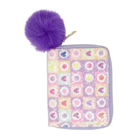 Glitter Hearts Wallet - Purple