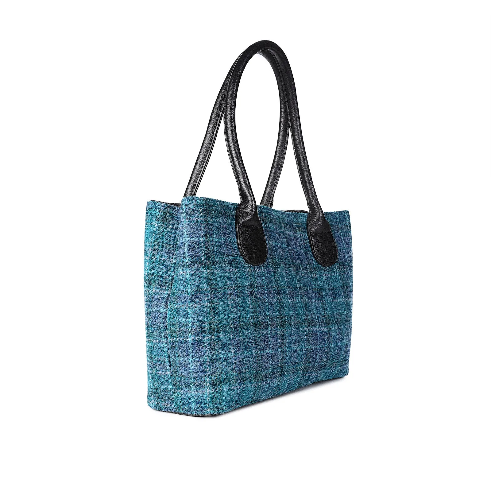 Harris Tweed Cassley Handbag Sea Blue Check