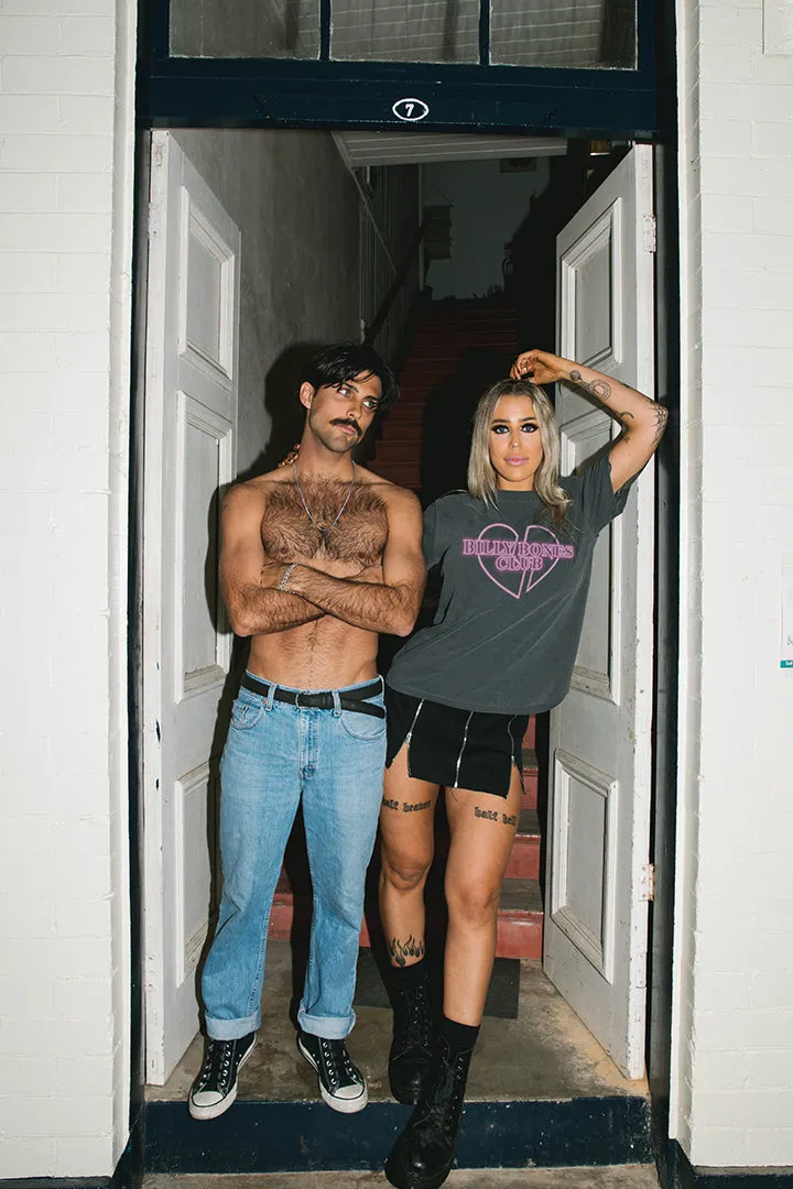Heartbreaker Neon Tee - Washed Black