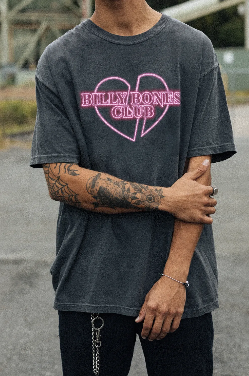 Heartbreaker Neon Tee - Washed Black