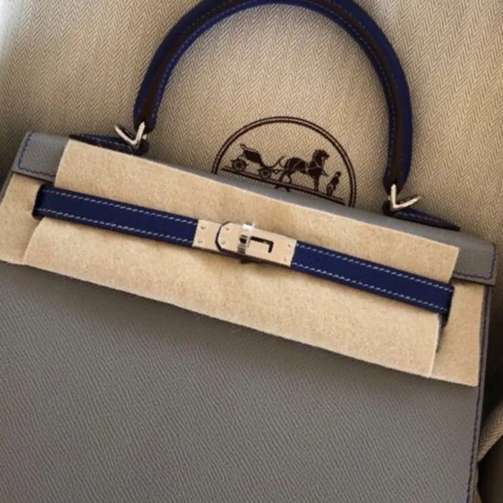 Hermès Kelly HSS 25 Gris Mouette/Bleu Electrique Sellier Epsom Palladium Hardware PHW