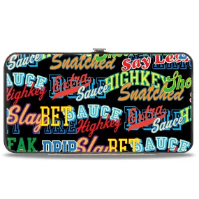 Hinged Wallet - Slang Verbiage Stacked Black/Multi Color