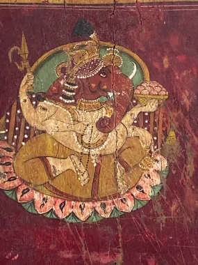 Indian Wood and Polychrome Writing Tablet