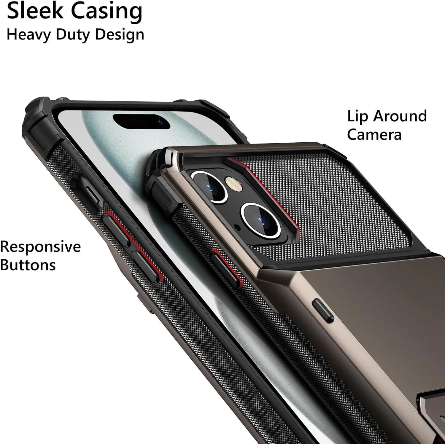 iPhone 15 Case Card Holder 4-Card Dual Layer Heavy Duty Shockproof Wallet Case