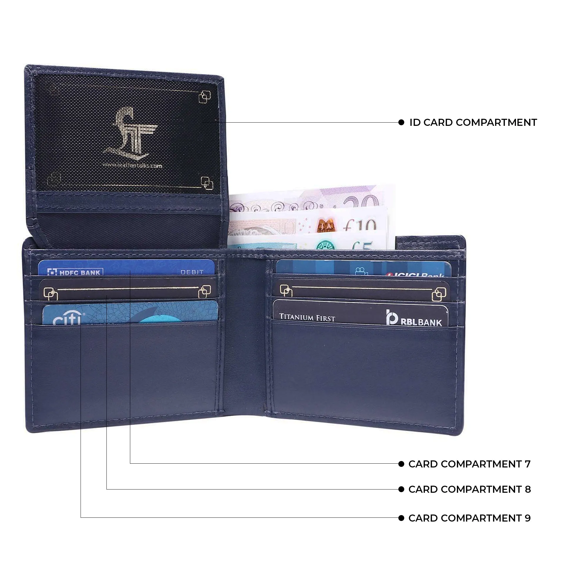 Italian VT Stripe | Genuine Leather Wallet and Belt Gift Set | Wallet and Belt Combo | Plus Size Mens Belts | Colour: Blue