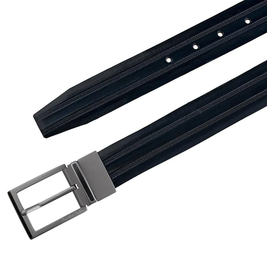 Italian VT Stripe | Genuine Leather Wallet and Belt Gift Set | Wallet and Belt Combo | Plus Size Mens Belts | Colour: Blue