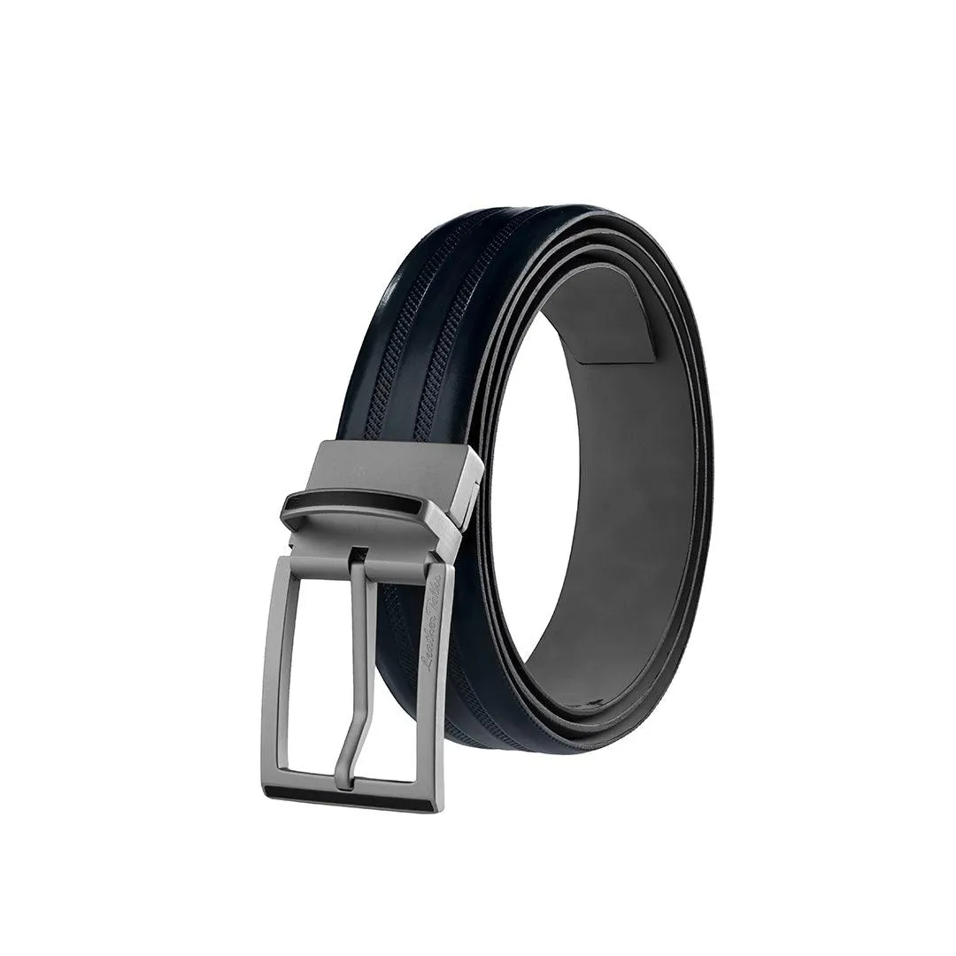 Italian VT Stripe | Genuine Leather Wallet and Belt Gift Set | Wallet and Belt Combo | Plus Size Mens Belts | Colour: Blue