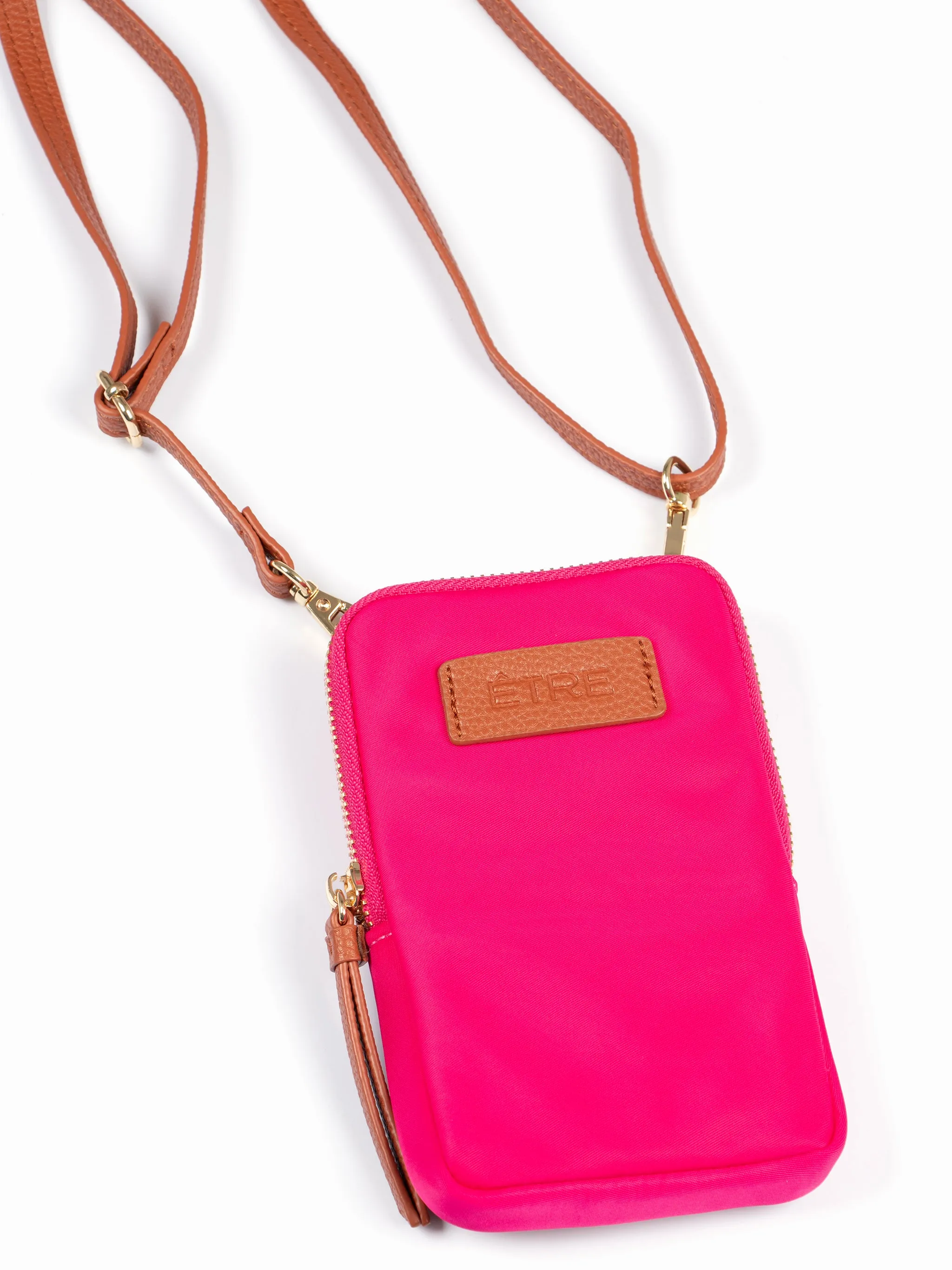 Ivy Crossbody Phone Bag - Pink, Nylon/PU