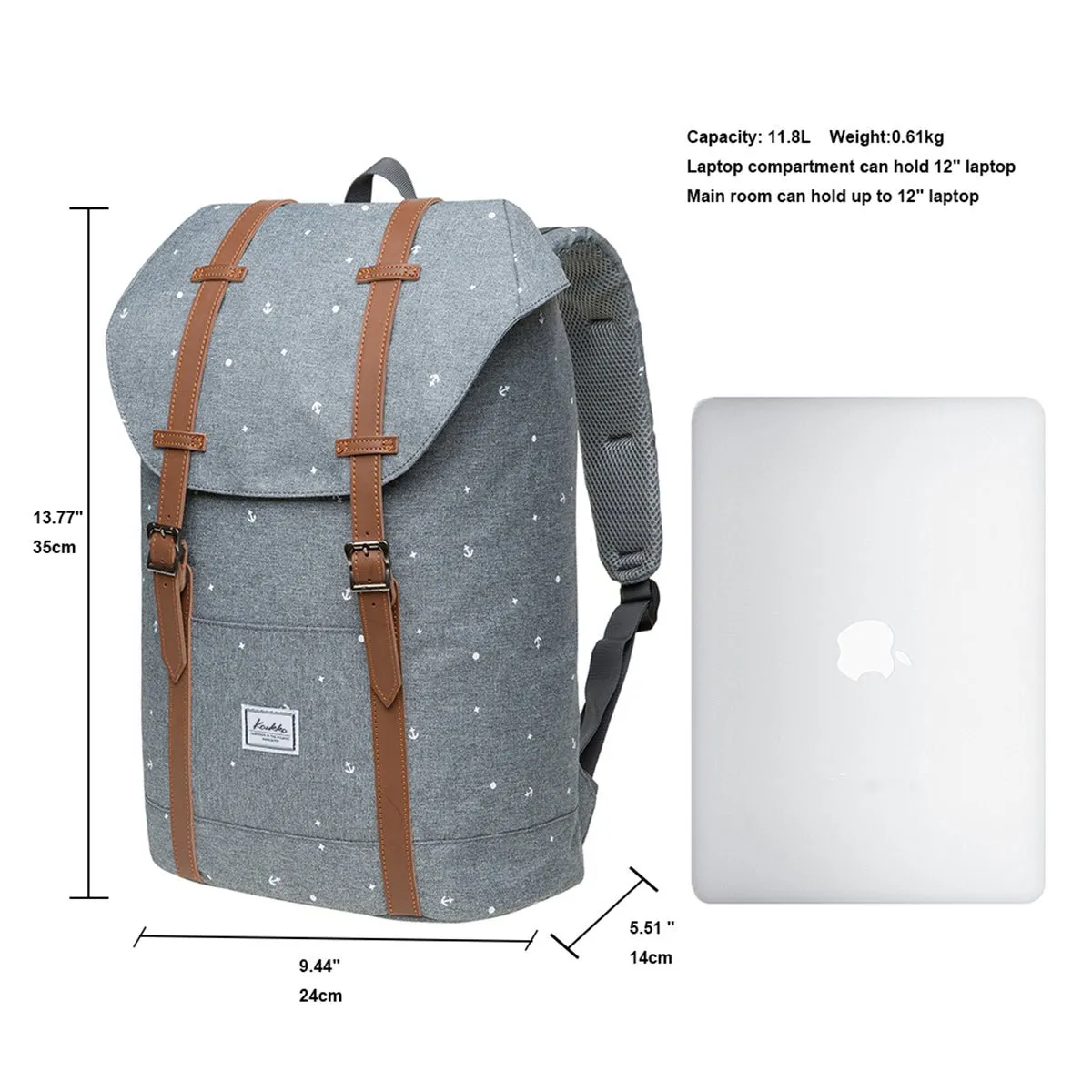 KAUKKO Backpack for city trips, EP6-10 ( Grey / 11.8L )