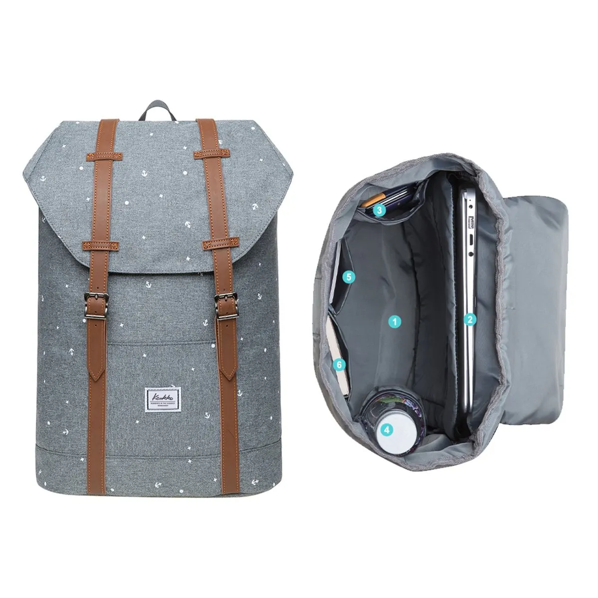 KAUKKO Backpack for city trips, EP6-10 ( Grey / 11.8L )