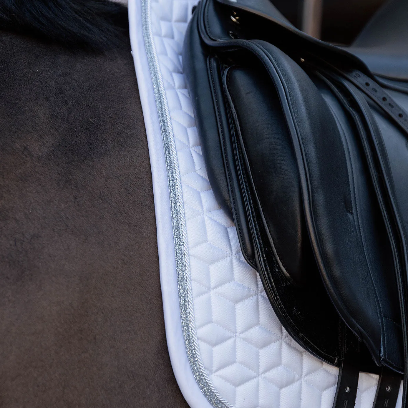 Kentucky Horsewear Glitter Rope Dressage Saddle Cloth - White/White