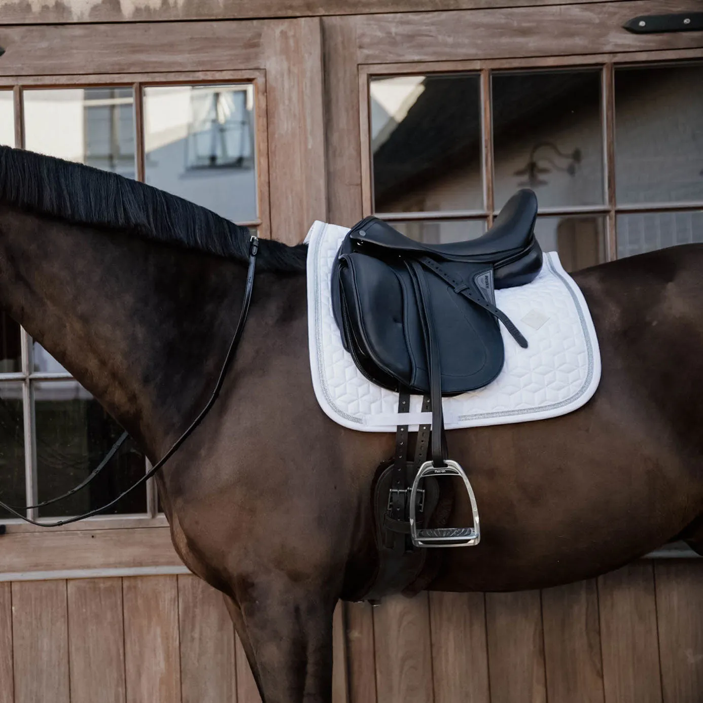 Kentucky Horsewear Glitter Rope Dressage Saddle Cloth - White/White