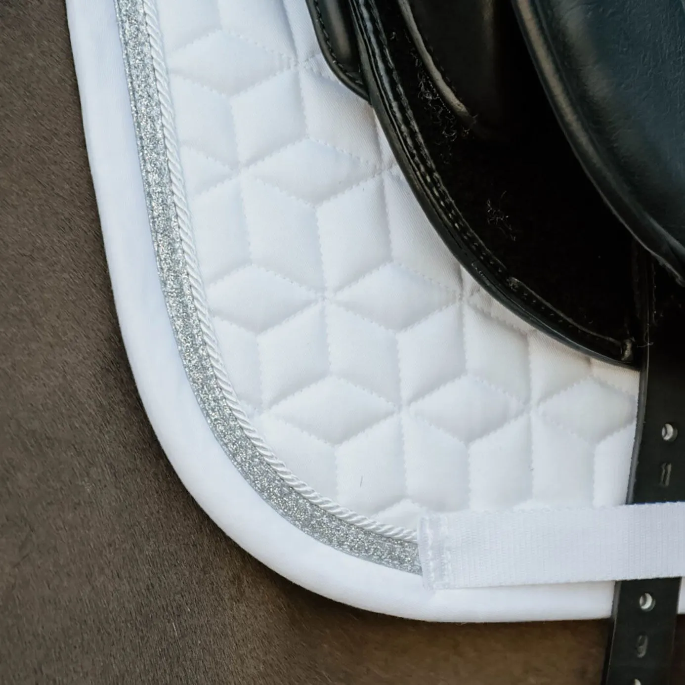 Kentucky Horsewear Glitter Rope Dressage Saddle Cloth - White/White