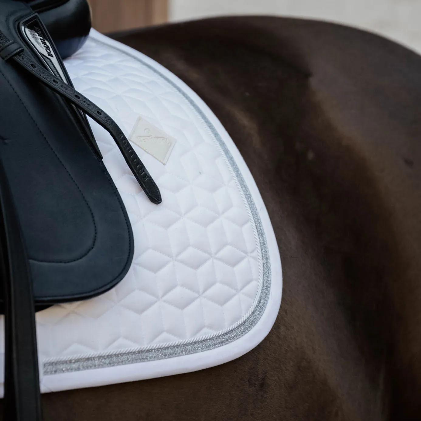 Kentucky Horsewear Glitter Rope Dressage Saddle Cloth - White/White