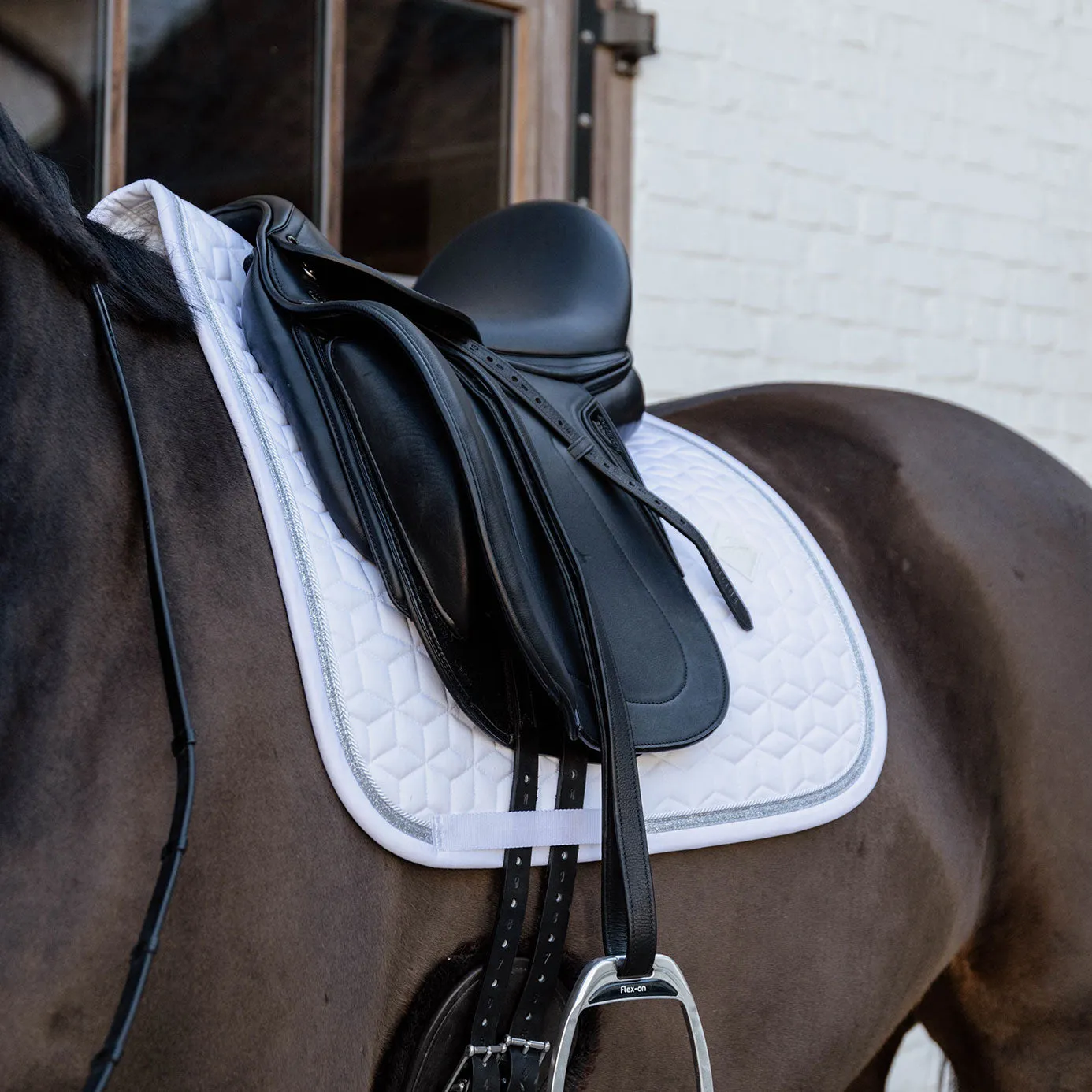 Kentucky Horsewear Glitter Rope Dressage Saddle Cloth - White/White