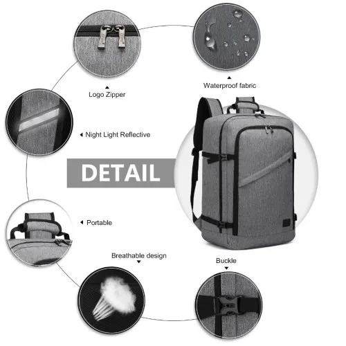 Kono Lightweight Cabin Bag Travel Business Backpack - Grey | Ideal for Travel, Business & Daily Commute | Durable & Water-Resistant