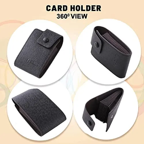 Kuber Industries Card Holder Wallet for Men Women|Debit Credit Card Holder|Wallet for Id, Visiting Card, Buisness Card|Button Closure|Black (Pack of 4)