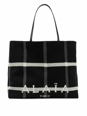 Large checked tartan tote bag