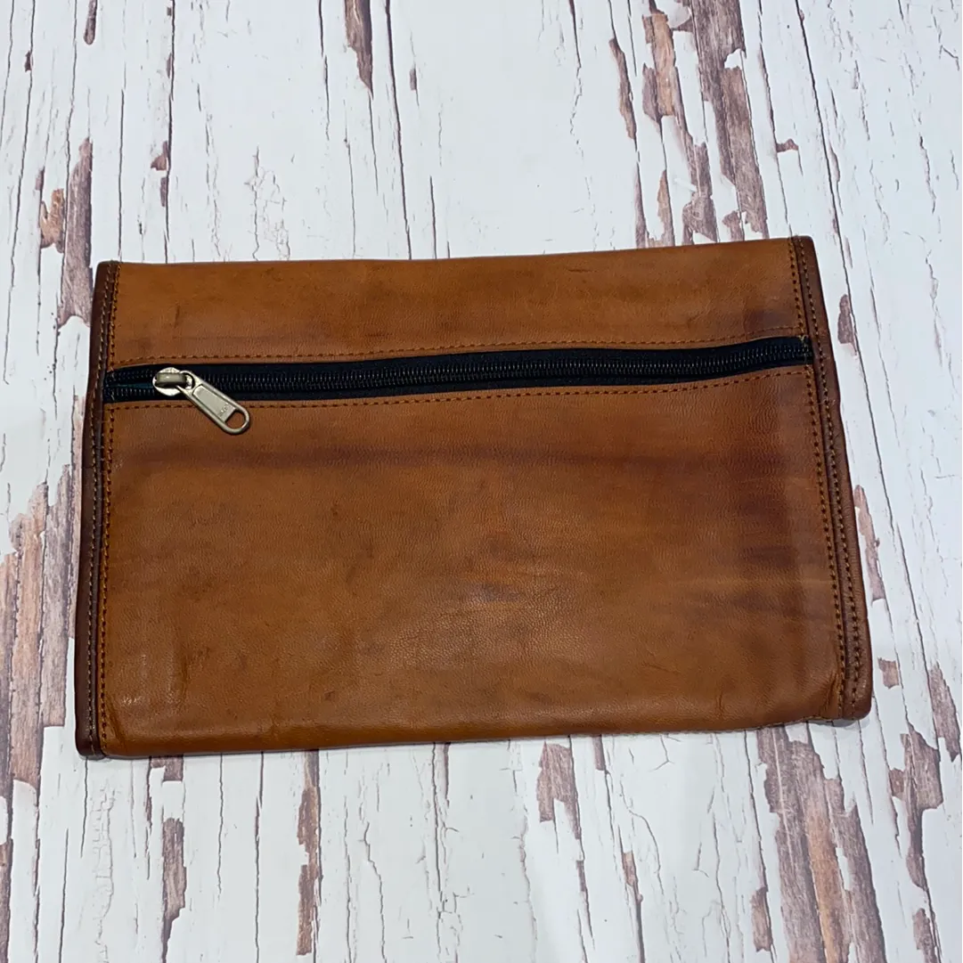 Large leather wallet with zipper #w99