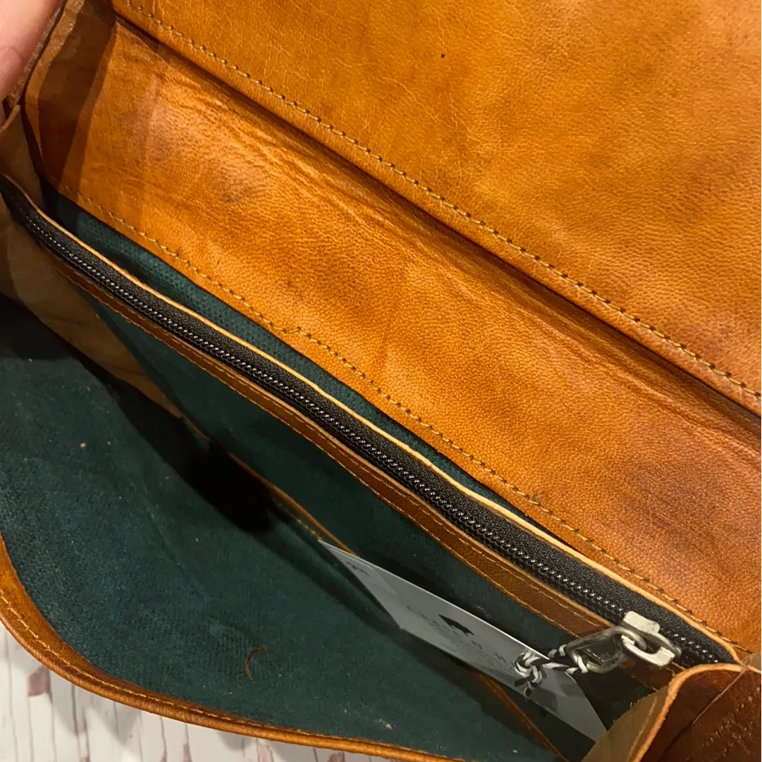 Large leather wallet with zipper #w99