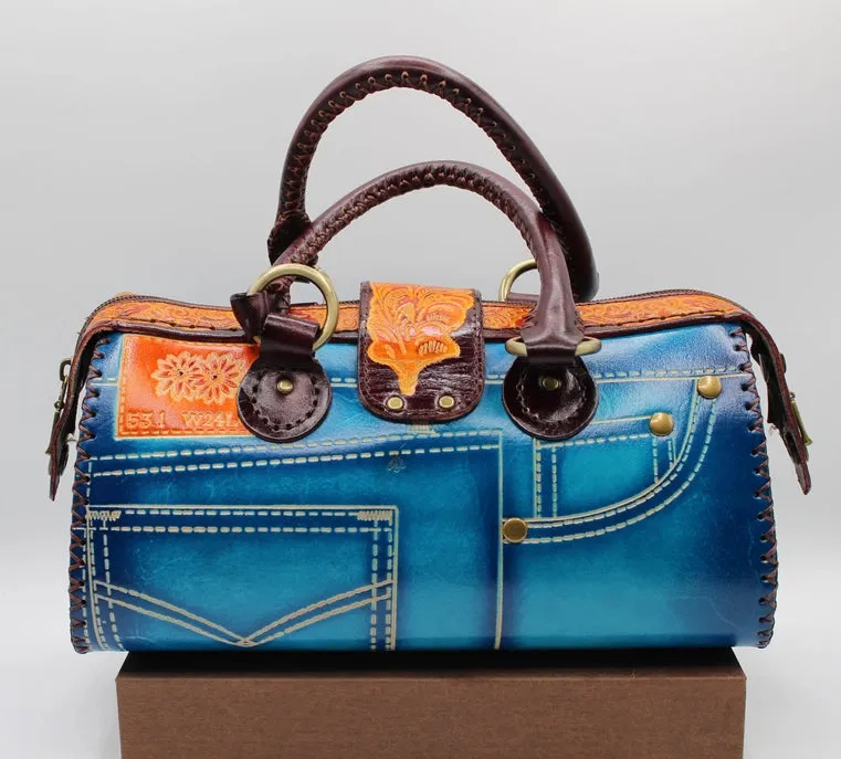 Leather Jeans Handbag #832