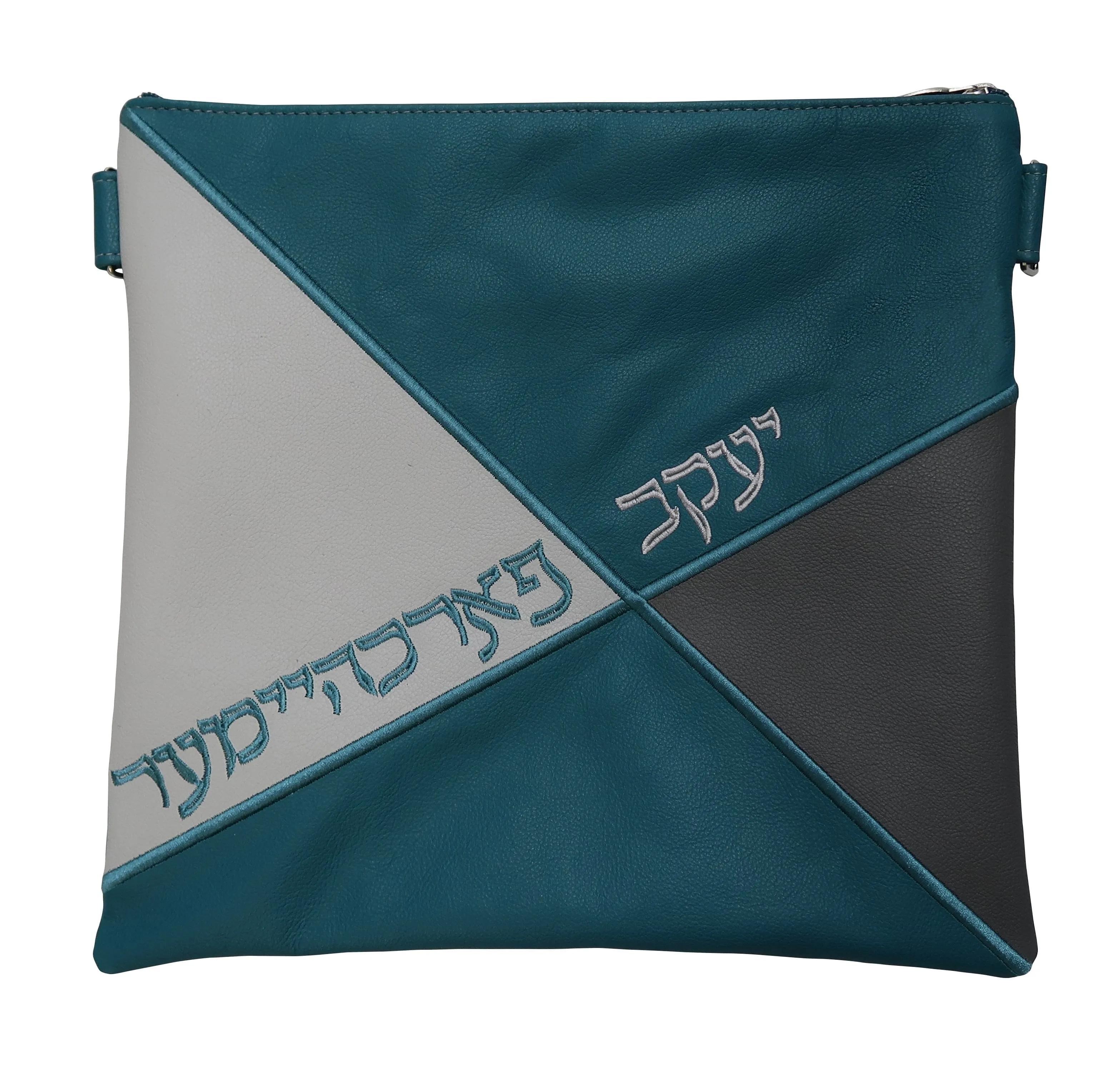 Leather Tallis &amp; Tefillin Bag four pieces of leather an X cut embroidery 555F-TL