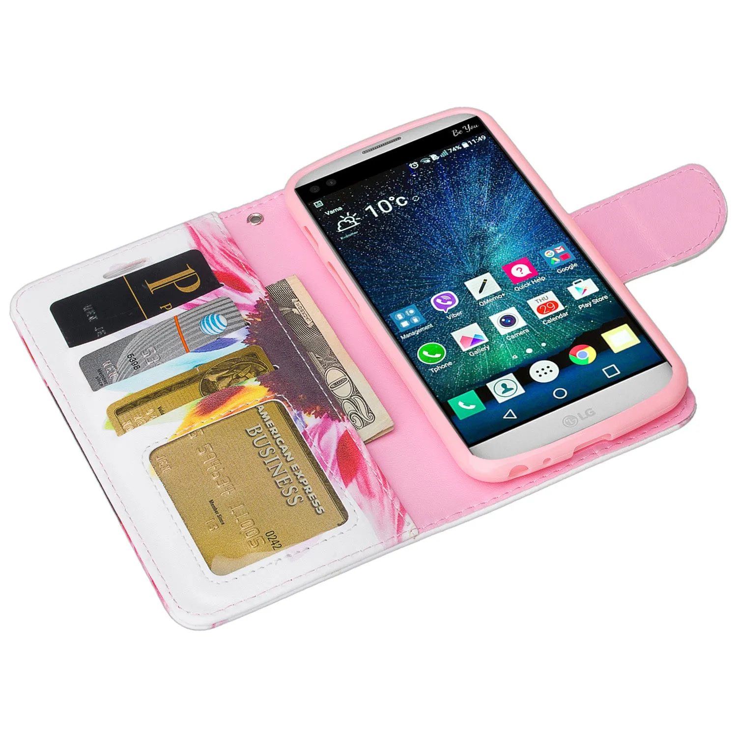 LG V9 Case, LG V9 Wallet Case, Slim Flip Folio [Kickstand] Pu Leather Wallet Case with ID & Card Slots & Pocket   Wrist Strap - Vivid Sunflower