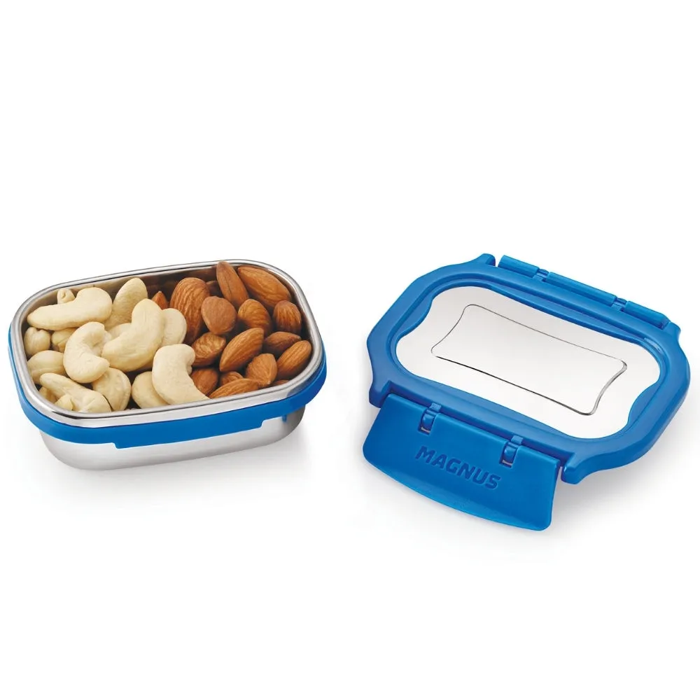 Magnus Bolt Deluxe Stainless Steel Lunchbox for Office & School, Leak-Proof Tiffin with Stainless Steel Lid, Air-Tight Food Storage, Compact 150ml Lunch Box for Kids, Lunch Boxes for Office Men