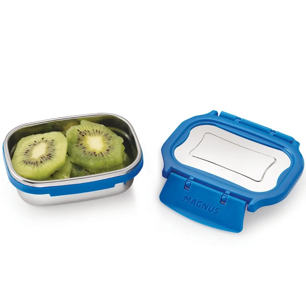 Magnus Bolt Deluxe Stainless Steel Lunchbox for Office & School, Leak-Proof Tiffin with Stainless Steel Lid, Air-Tight Food Storage, Compact 150ml Lunch Box for Kids, Lunch Boxes for Office Men