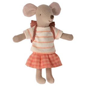 Maileg Tricycle Mouse, Big Sister with Bag - Coral