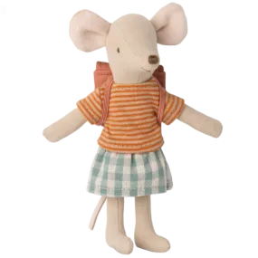 Maileg Tricycle Mouse, Big Sister with Bag - Old Rose