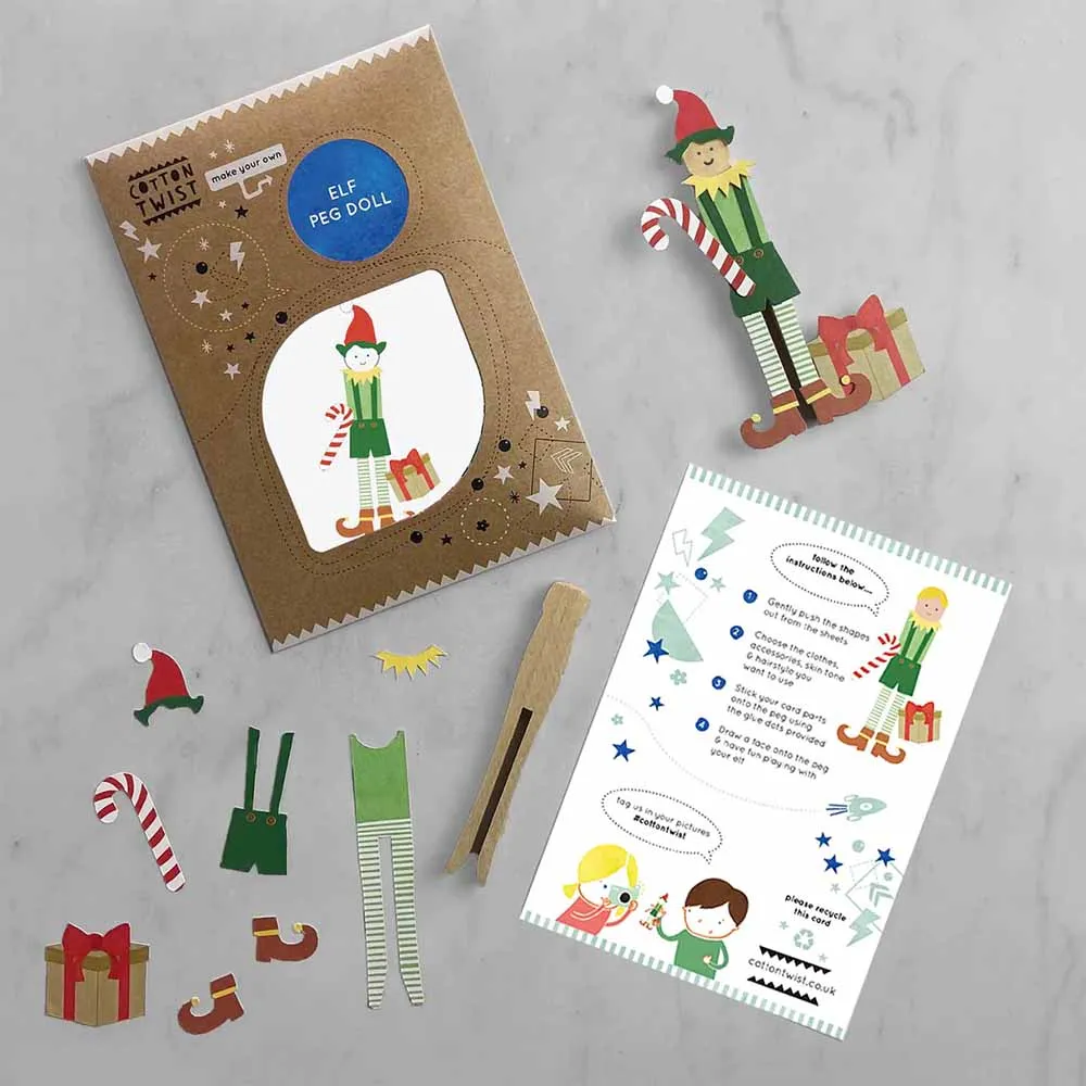 Make Your Own Elf Peg Doll Kit