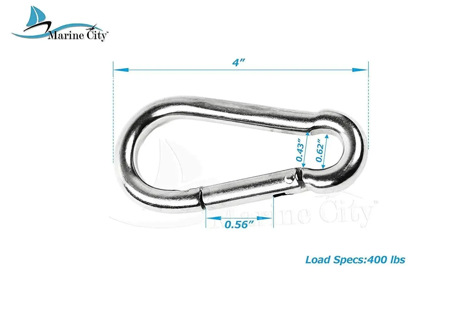 Marine City 316 Stainless-Steel 4” Carabiners/Clip Snap Hook for Climbing, Fishing, Hiking (2pcs)