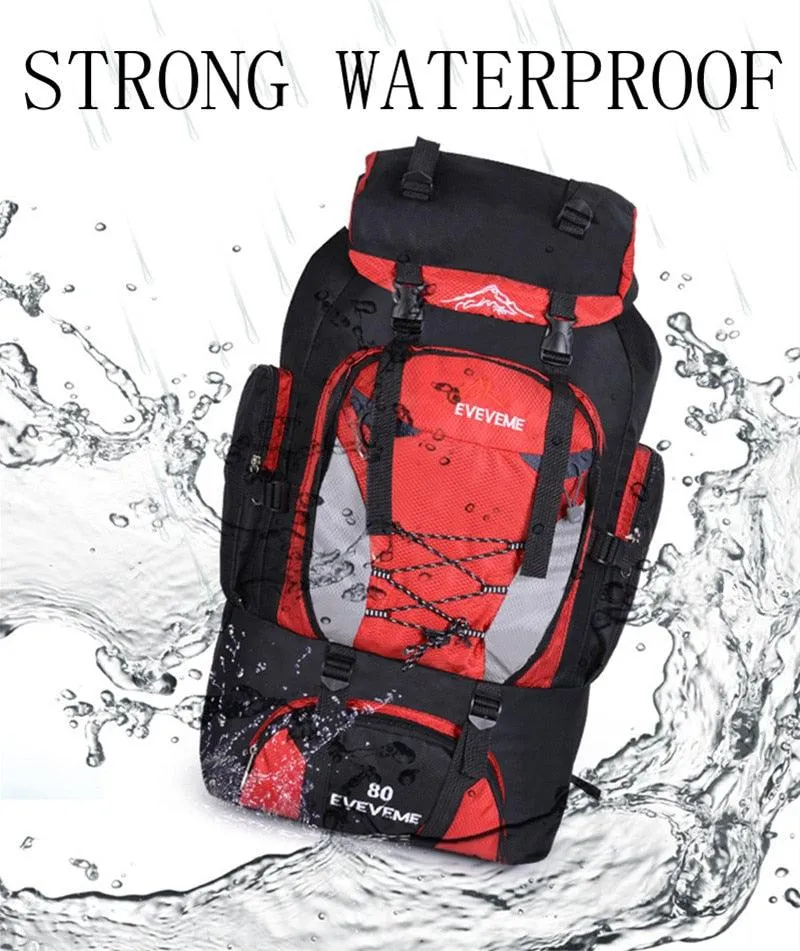Men&#39;s 80L Large Waterproof Climbing Hiking Backpack Camping Mountaineering Backpack Sport Outdoor Rucksack Bag
