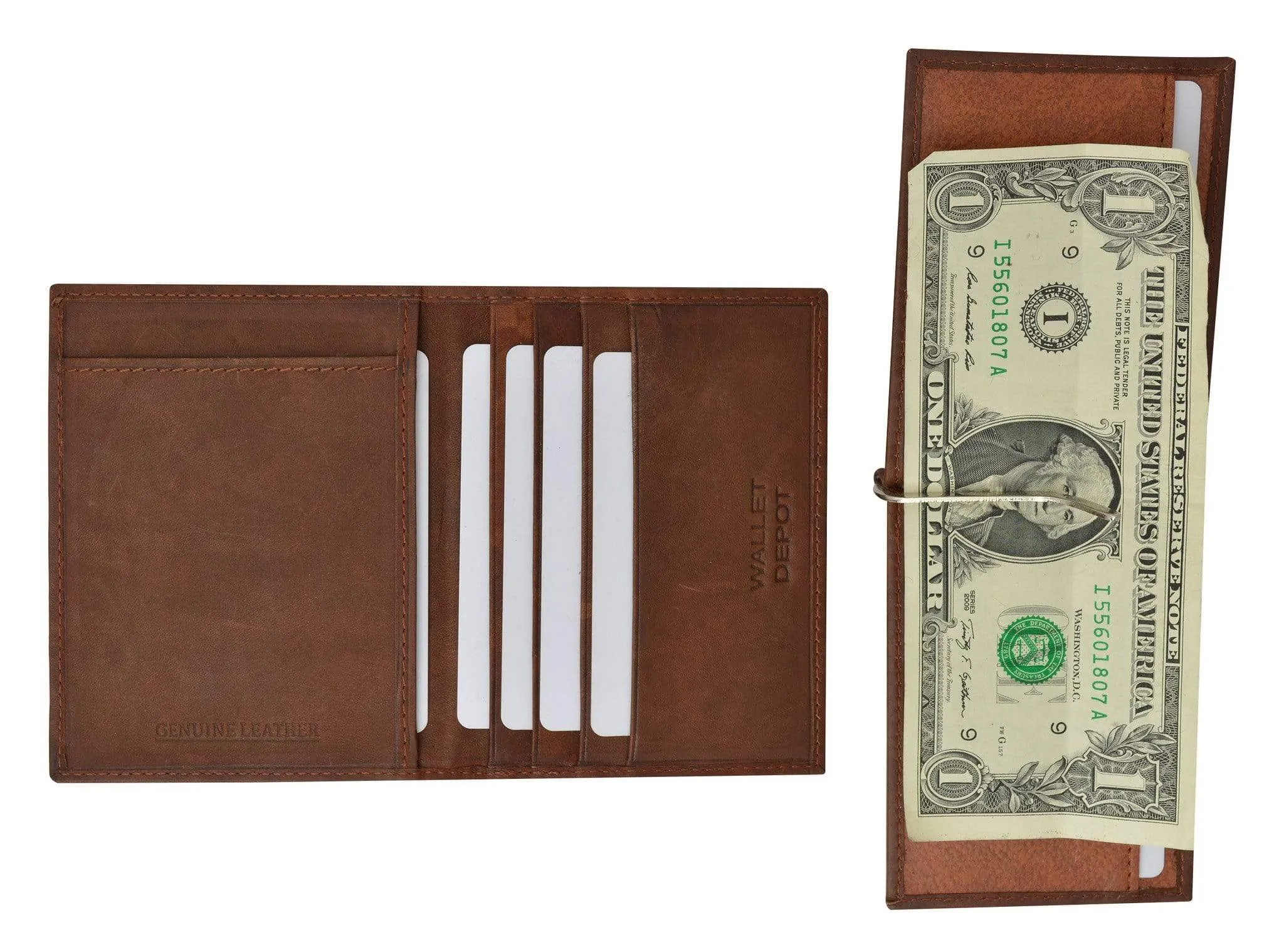 Mens Genuine Leather Bifold Credit Card ID Holder Money Clip Wallet Flap Up 1762 (C)