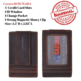 Men's Vintage RFID Blocking Magnetic Money Clip Leather Slim Wallet Card Holder