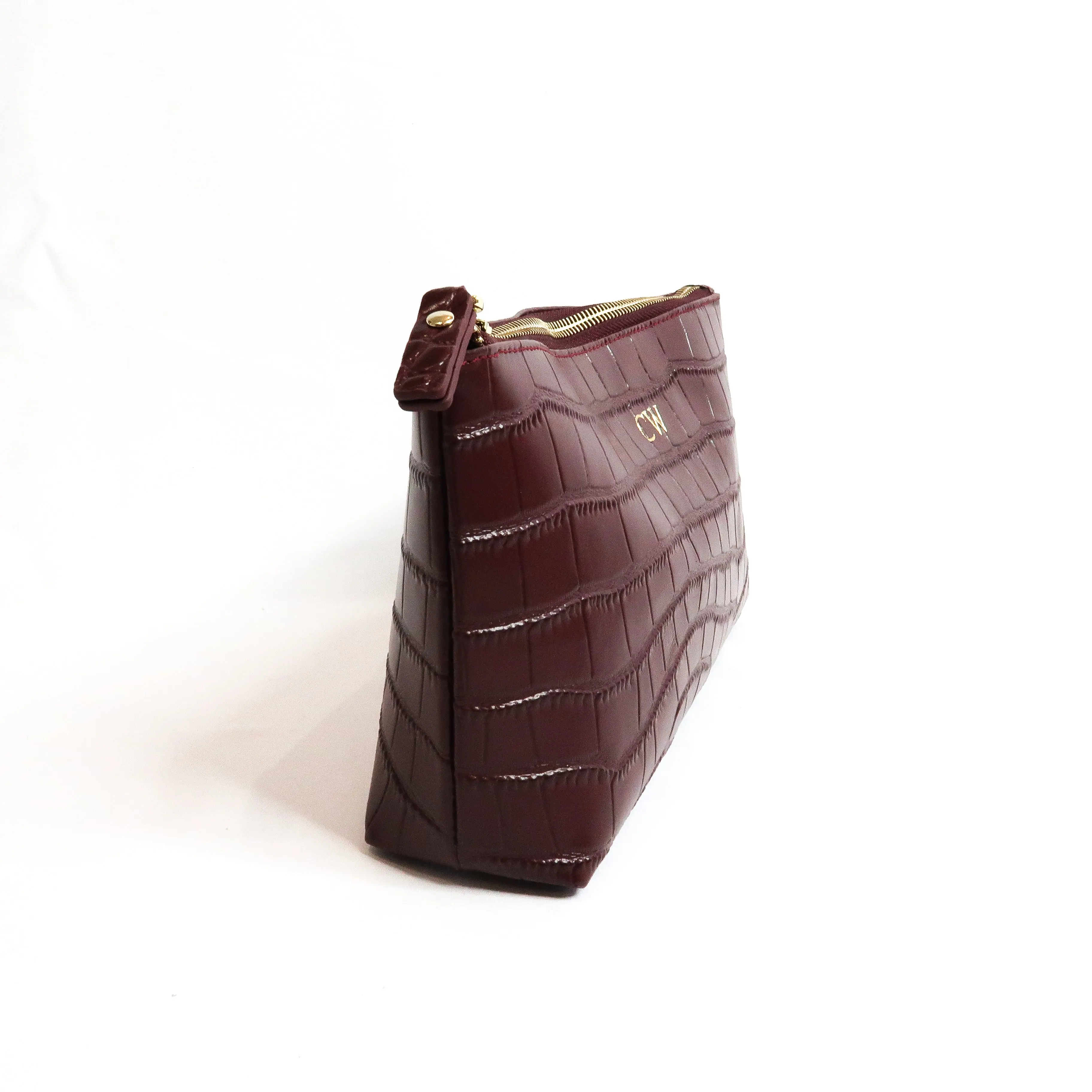 Munich Medium Pouch | Burgundy Croc